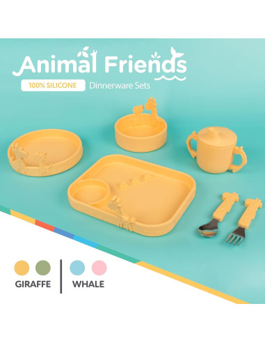 Juego de Tenedor y Cuchara Nuby Jirafa Amarilla 12+ Meses
