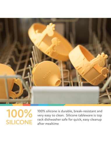 Juego de Tenedor y Cuchara Nuby Jirafa Amarilla 12+ Meses