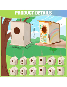 Kits de Manualidades DoubleFill 12 Piezas Casas de Pájaros Madera 2