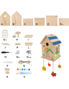 Kit Casa para Aves DIY Lalafancy - Madera, 26.4x17x18.5cm 2