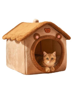 Cama para Gatos KooTeedd, Cueva Suave Marrón S-40 cm