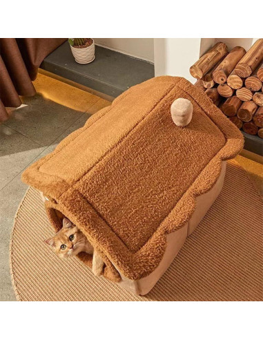 Cama para Gatos KooTeedd, Cueva Suave Marrón S-40 cm