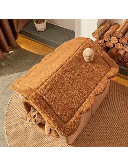 Cama para Gatos KooTeedd, Cueva Suave Marrón S-40 cm Cama para Gatos KooTeedd, Cueva Suave Marrón S-40 cm