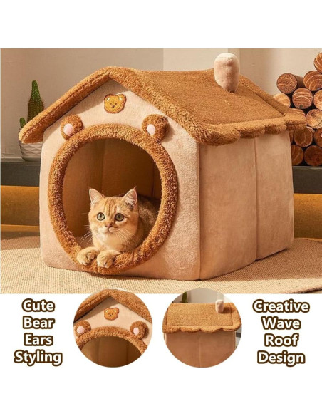 Cama para Gatos KooTeedd, Cueva Suave Marrón S-40 cm Cama para Gatos KooTeedd, Cueva Suave Marrón S-40 cm