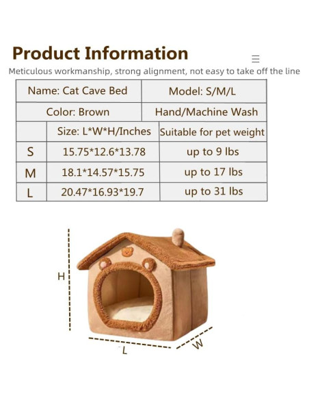 Cama para Gatos KooTeedd, Cueva Suave Marrón S-40 cm Cama para Gatos KooTeedd, Cueva Suave Marrón S-40 cm