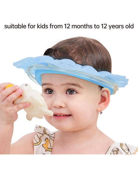 Visera de baño Kair para bebés - Gorro de ducha silicona azul