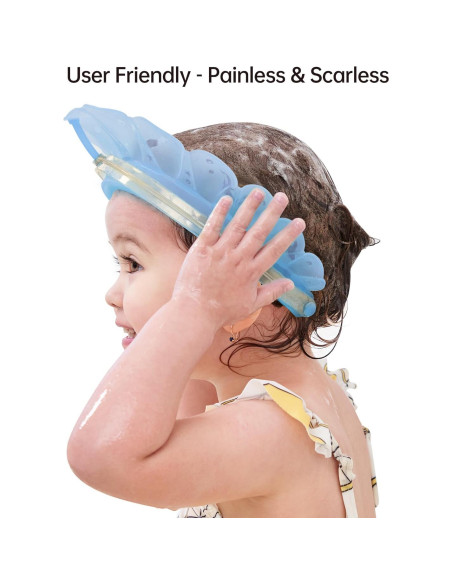 Visera de baño Kair para bebés - Gorro de ducha silicona azul