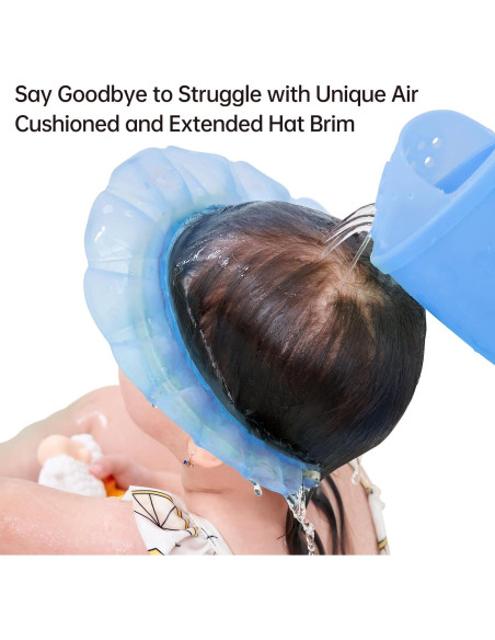 Visera de baño Kair para bebés - Gorro de ducha silicona azul