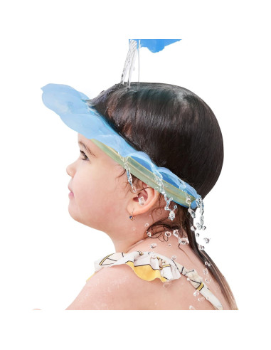 Visera de baño Kair para bebés - Gorro de ducha silicona azul