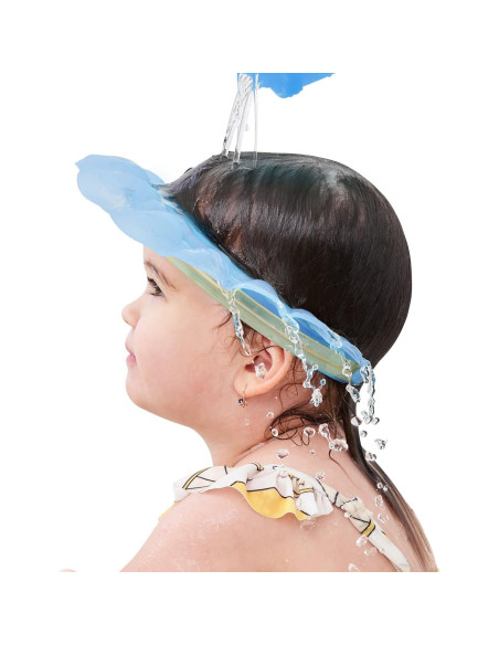 Visera de baño Kair para bebés - Gorro de ducha silicona azul