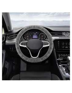 Cubierta de Volante de Coche Peluda QZTYTY 37-38 cm Gris