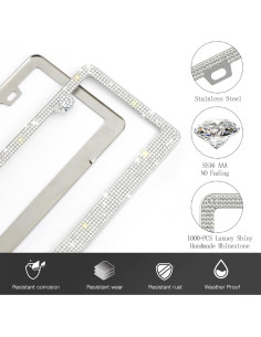 Marco de Placa de Licencia Brillante RunOne 2 Pack Acero Inoxidable 2