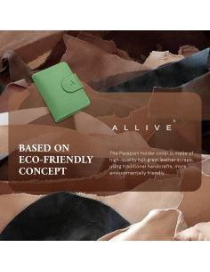 Soporte de Pasaporte RFID ALLIVE de Cuero Genuino Verde Aguacate 2