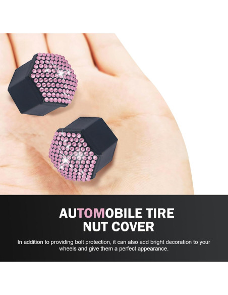 Cubiertas de Tuercas de Rueda Diamall 21mm Rosa 20 PCS