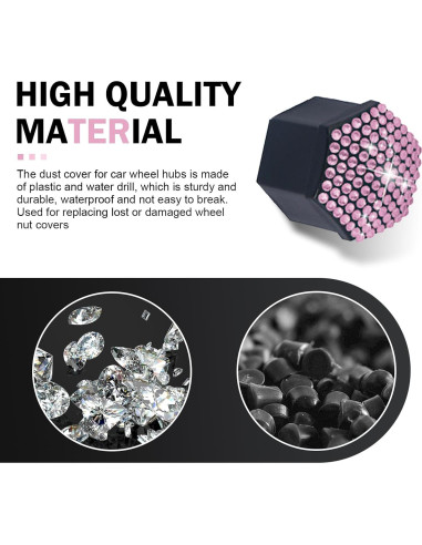 Cubiertas de Tuercas de Rueda Diamall 21mm Rosa 20 PCS