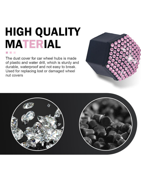 Cubiertas de Tuercas de Rueda Diamall 21mm Rosa 20 PCS