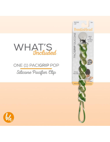 Clip para Chupete BooginHead PaciGrip Sensory Verde 100% Silicona