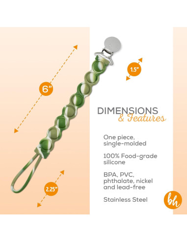 Clip para Chupete BooginHead PaciGrip Sensory Verde 100% Silicona