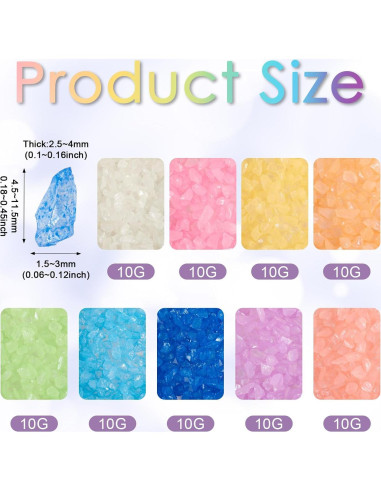 KISSITTY Chips de Vidrio Luminiscentes 90g 4-11mm Decoración