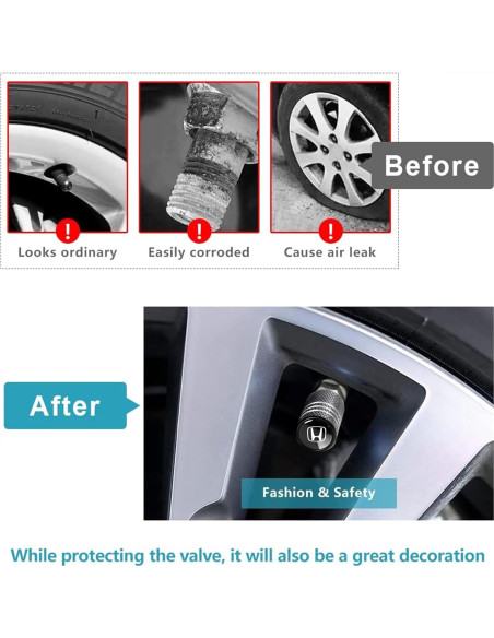 Tapa de Válvula de Neumático YUIQIEUY 4 Piezas Aluminio Negro