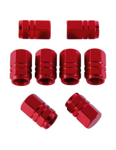 Tapas de Válvula de Neumático EBOOT 8 Piezas Hexagonales Rojas