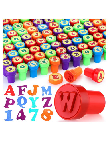 Juego de Sellos de Letras y Números Motiskyy - 72 Pcs Educativos