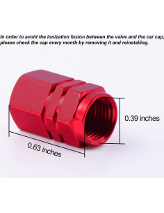 Tapas de Válvula de Neumático EBOOT 8 Piezas Hexagonales Rojas 2