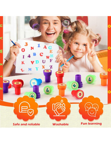 Juego de Sellos de Letras y Números Motiskyy - 72 Pcs Educativos