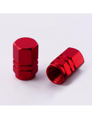 Tapas de Válvula de Neumático EBOOT 8 Piezas Hexagonales Rojas