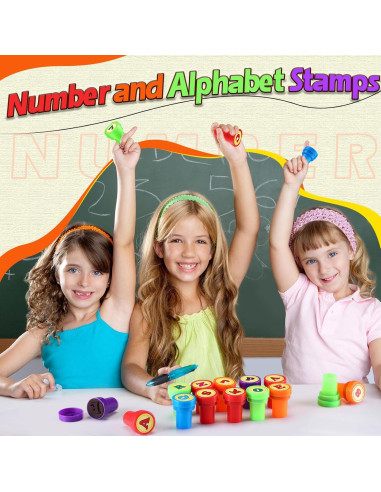 Juego de Sellos de Letras y Números Motiskyy - 72 Pcs Educativos