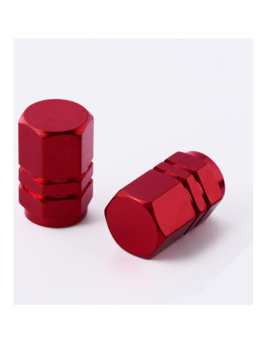 Tapas de Válvula de Neumático EBOOT 8 Piezas Hexagonales Rojas