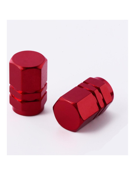 Tapas de Válvula de Neumático EBOOT 8 Piezas Hexagonales Rojas