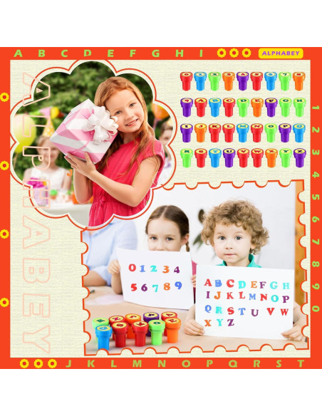 Juego de Sellos de Letras y Números Motiskyy - 72 Pcs Educativos Juego de Sellos de Letras y Números Motiskyy - 72 Pcs Educativos