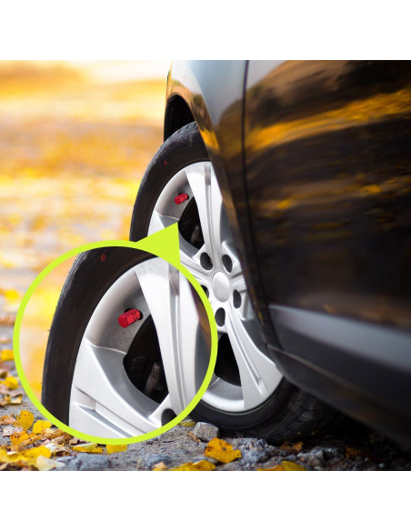 Tapas de Válvula de Neumático EBOOT 8 Piezas Hexagonales Rojas