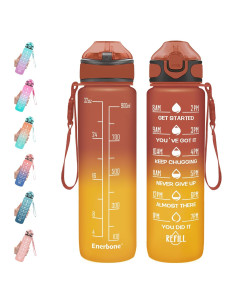 Botella de Agua 0.91L Enerbone con Horarios y Pajilla, Libre de BPA