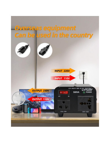 Transformador Convertidor de Voltaje LVYUAN 500W 110-240V
