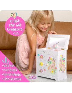 Caja de Joyería Musical Unicornio Giggle & Honey 22.86x12.7x23.62cm 2