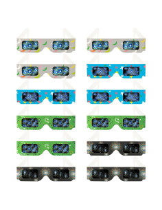 Gafas de Difracción de Cartón Nisotieb - 12 Pares, 4 Diseños