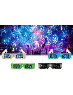 Gafas de Difracción de Cartón Nisotieb - 12 Pares, 4 Diseños 2