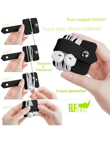 Organizador de Cables para Auriculares ELFRhino Negro