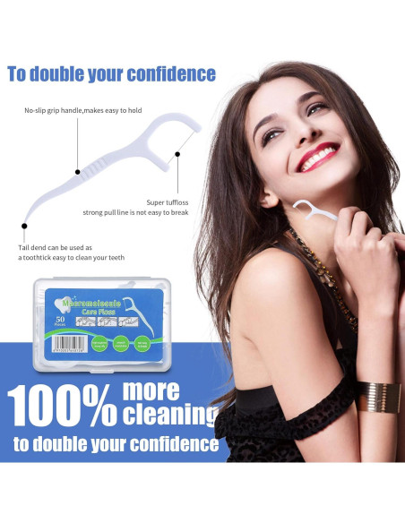 400 Palillos de Hilo Dental Aussumy - Limpieza Profunda y Mango Ergonómico