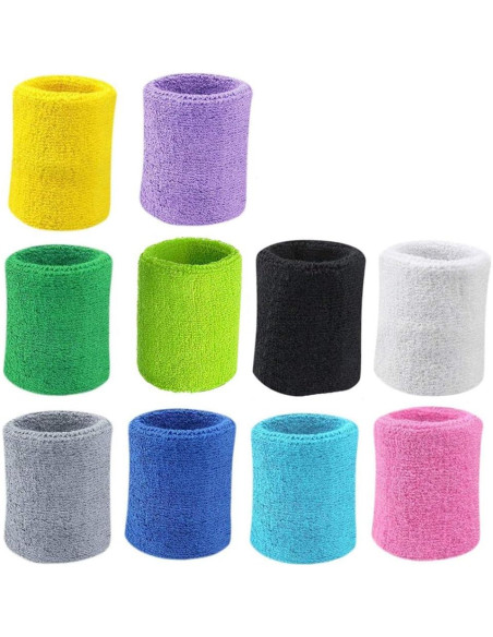 10 Pares de Muñequera Deportiva Payanwin - Algodón Absorbente