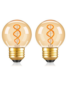 Bombilla LED Ámbar Vintage Dimmable E26 G16.5 3W 2200K 2 Paquete