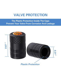 CKAuto 4 Tapones de Válvula de Neumático Aluminio Negro 2