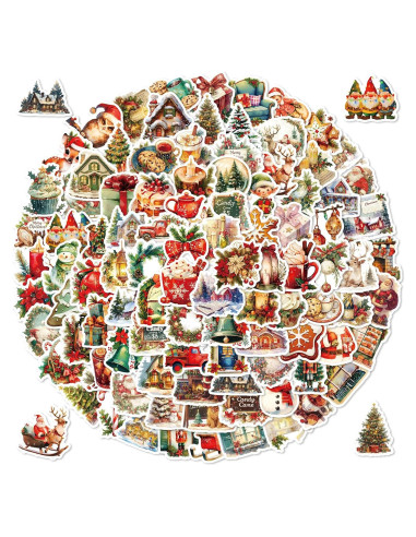 100 Pegatinas Navideñas AIONLUX Vinilo Impermeable 32g