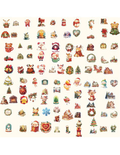 100 Pegatinas Navideñas AIONLUX Vinilo Impermeable 32g 2