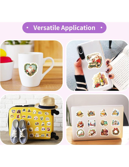 100 Pegatinas Navideñas AIONLUX Vinilo Impermeable 32g