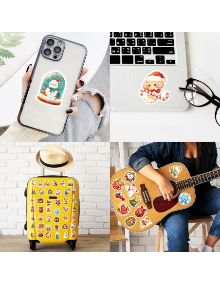 100 Pegatinas Navideñas AIONLUX Vinilo Impermeable 32g