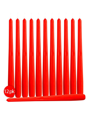 Hyoola Velas Taper Altas Rojas 25.4 cm Sin Goteo 12 Pack