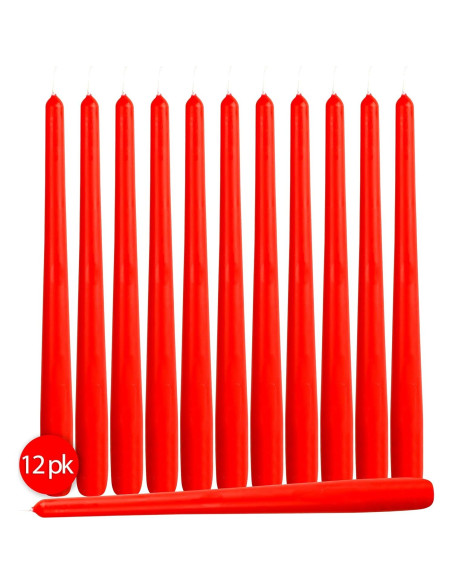 Hyoola Velas Taper Altas Rojas 25.4 cm Sin Goteo 12 Pack